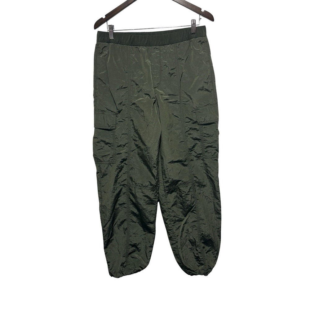 Gap Fit Pants Womens M Green Parachute Windbreaker Elastic Waist Lightweight
